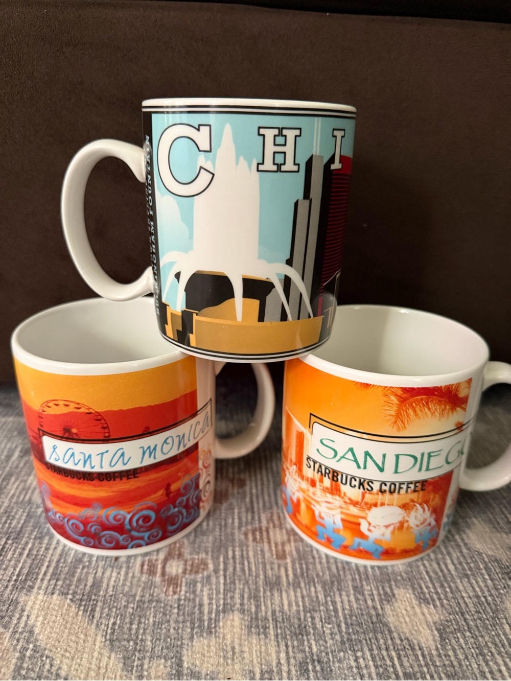 Starbucks 3 mugs (Santa Monica, San Diego, Chicago)